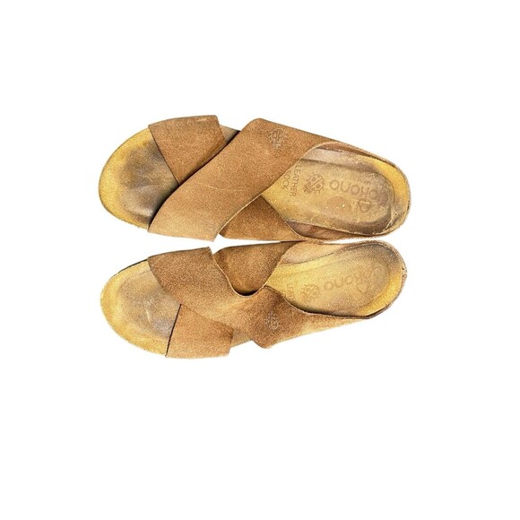 Yokono Brown Leather Strappy Suede Wedge Cadiz Sandals Womens Size 7.5 Cork - Picture 7 of 12